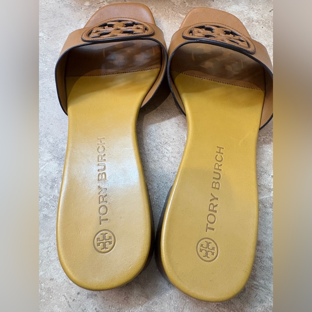 Tory Burch Bombe Miller Slide Sandals Brown Leather Size 9 - Picture 11 of 12